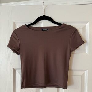 Originality Brown Ribbed Baby Tee